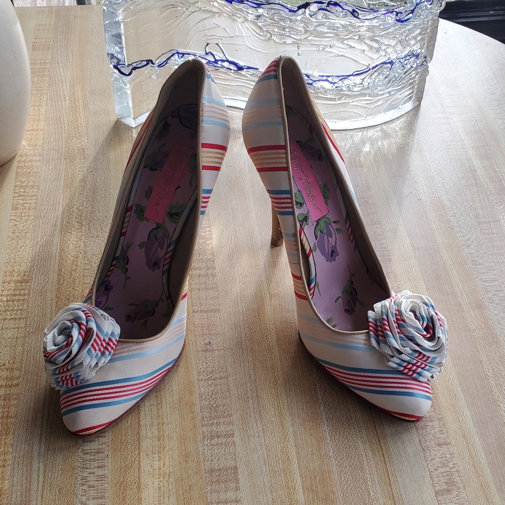 Betsey Johnson Pinstripe Heels